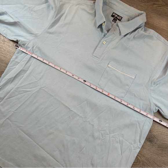 PING Performance‎ Polo Shirt Mens Large Light Blue Cotton Blend Golf Knit Casual - Picture 8 of 10